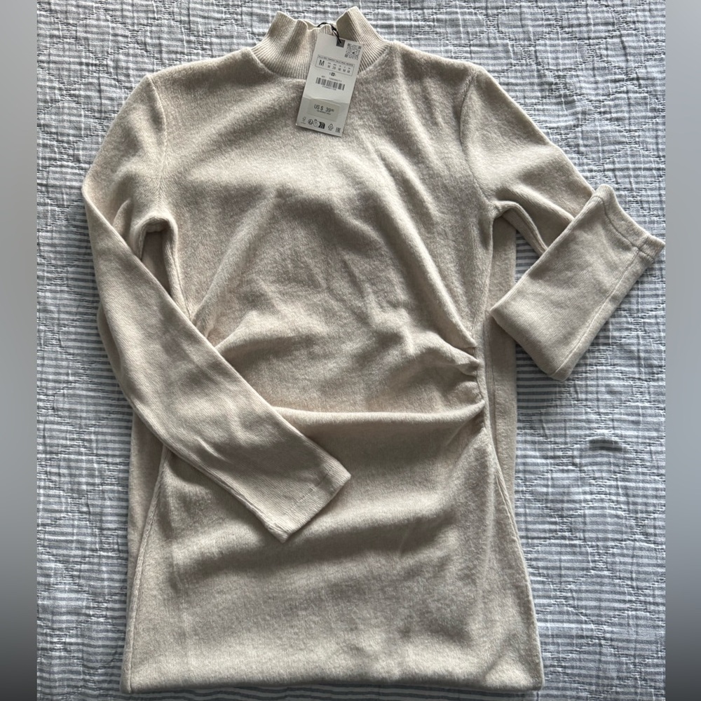 Zara Soft Beige Knit Sweater Dress
